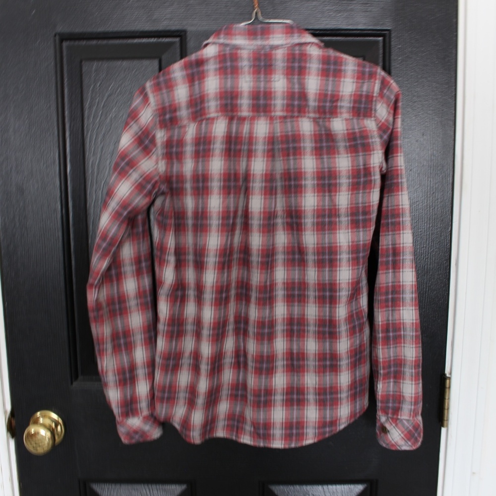 Current/Elliott Red Plaid Button Down Size 0 - image 3